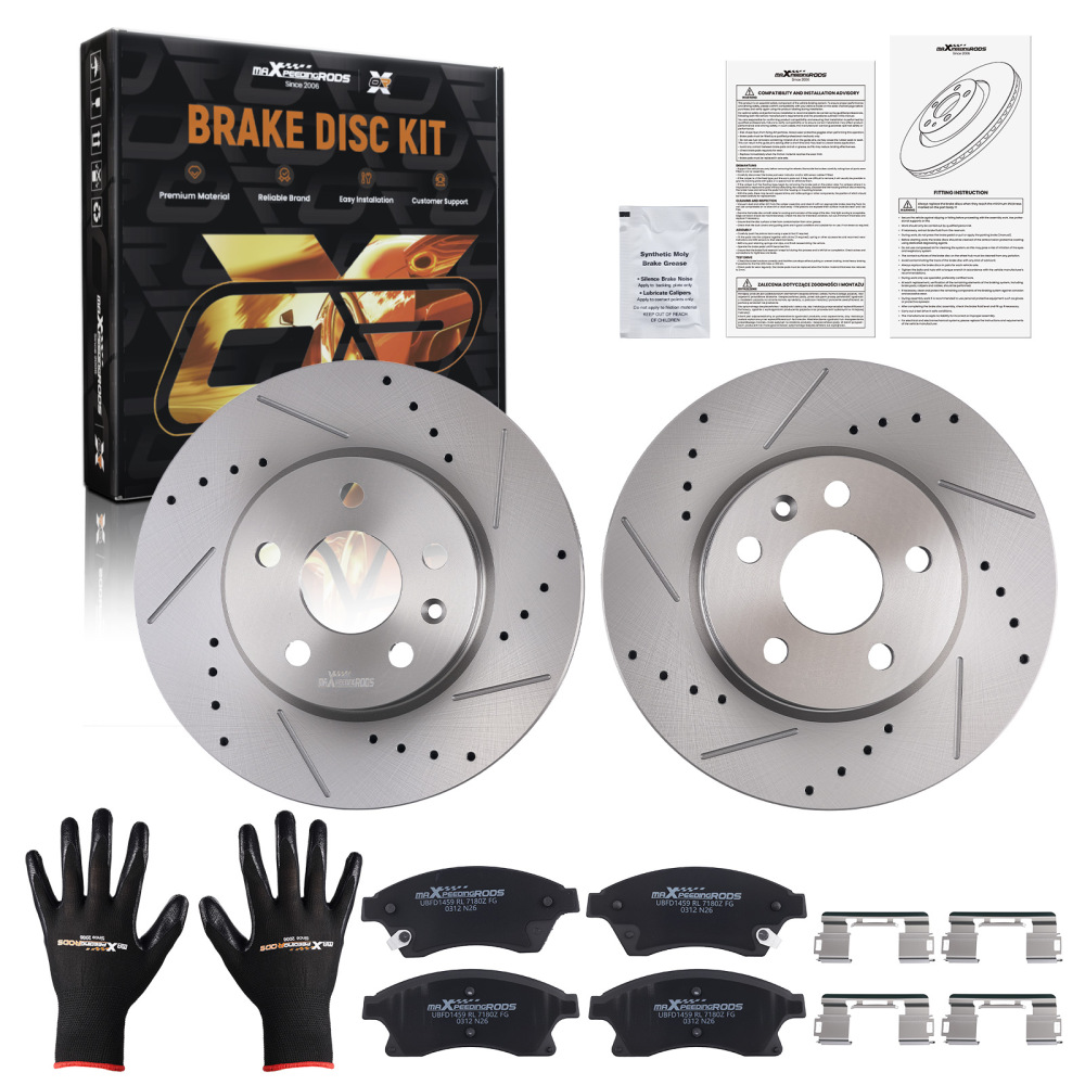 Front Drilled Slotted Brake Rotors Ceramic Pads compatible for Chevrolet Cruze 2011-2015
