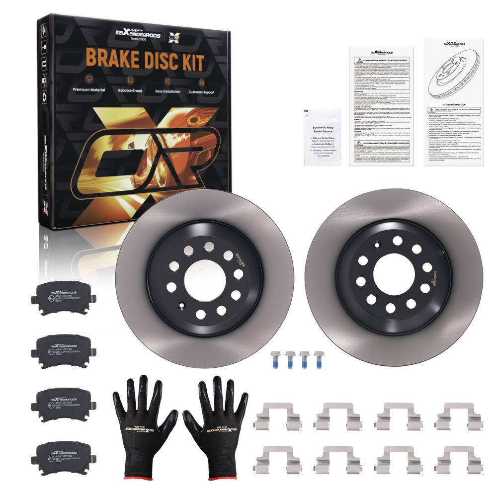 Rear Brake DiscsPads compatible for Audi A6 C6 4F2 4F5 2.4 3.2 4.2 2004-2011 1K0698451G