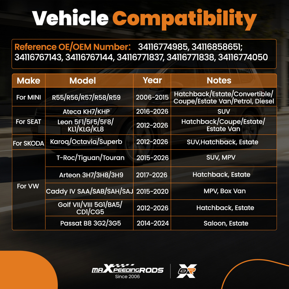 Front Brake Discs and Pads compatible for MINI R55/R56 2006-2015/Compatible for SEAT Leon 5F 34116858651