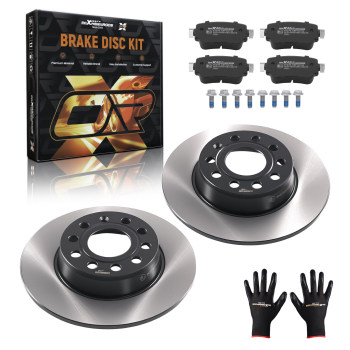Rear Brake Discs and Pads compatible for Skoda Octavia Estate/Compatible for Seat Leon 2012-20 5Q0615601D