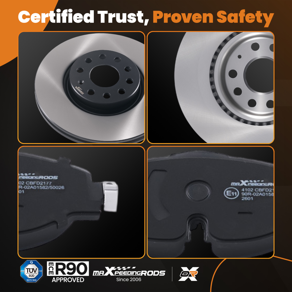 Front Brake Discs Pads Set compatible for VW Golf VII VIII Passat B8 Tiguan AD1 1K0615301AA