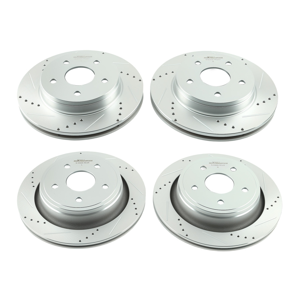 FrontRear Drilled Brake Rotors + Pads Kit compatible for Dodge Ram 1500 Durango compatible for Chrysler