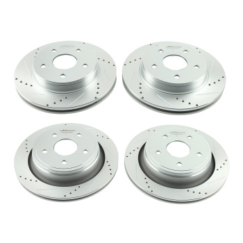 FrontRear Drilled Brake Rotors + Pads Kit compatible for Dodge Ram 1500 Durango compatible for Chrysler
