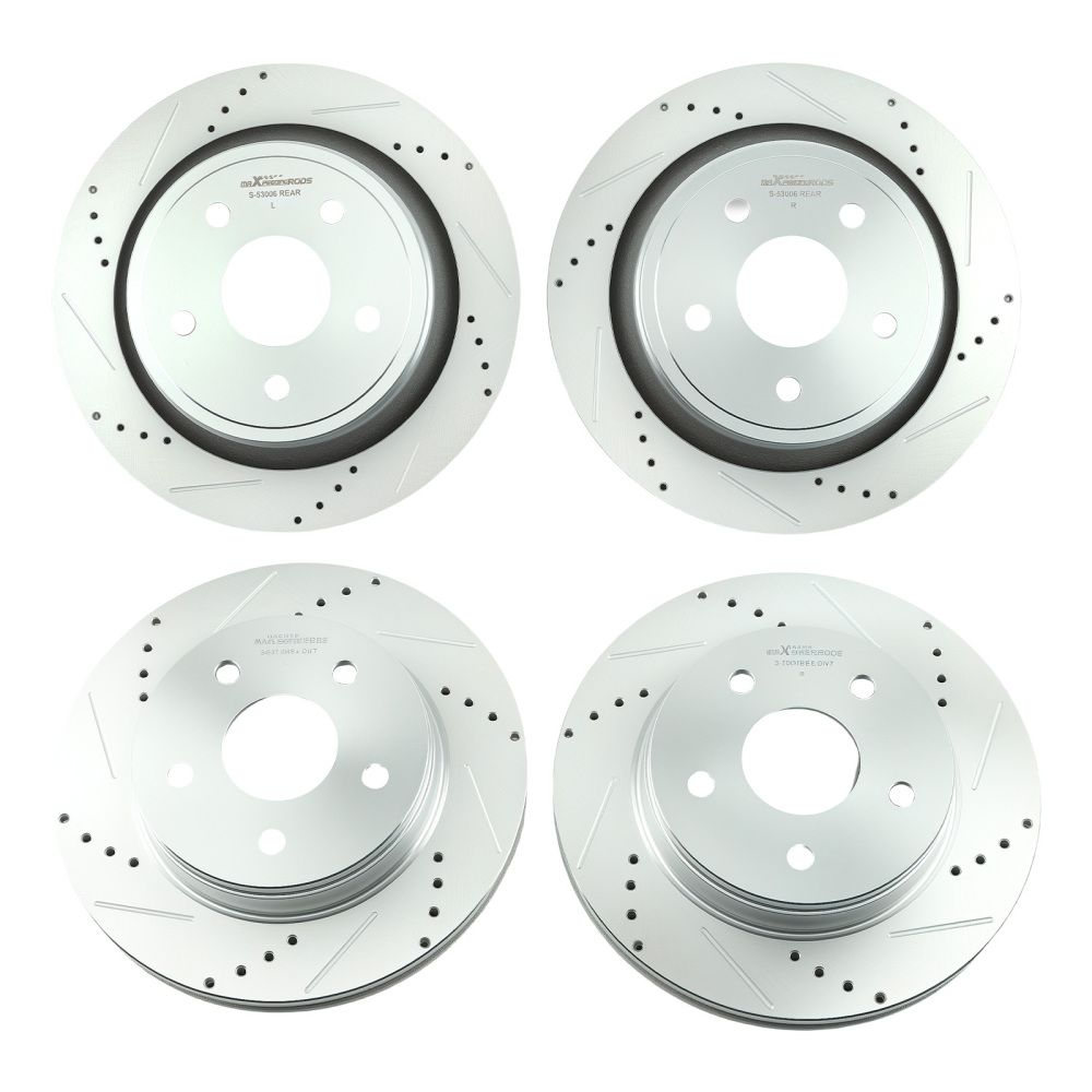 FrontRear Drilled Brake Rotors + Pads Kit compatible for Dodge Ram 1500 Durango compatible for Chrysler