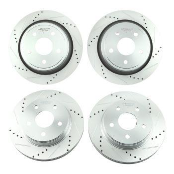 FrontRear Drilled Brake Rotors + Pads Kit compatible for Dodge Ram 1500 Durango compatible for Chrysler