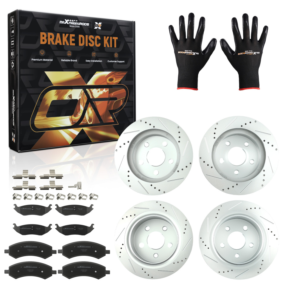 FrontRear Drilled Brake Rotors + Pads Kit compatible for Dodge Ram 1500 Durango compatible for Chrysler