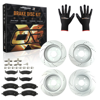 FrontRear Drilled Brake Rotors + Pads Kit compatible for Dodge Ram 1500 Durango compatible for Chrysler