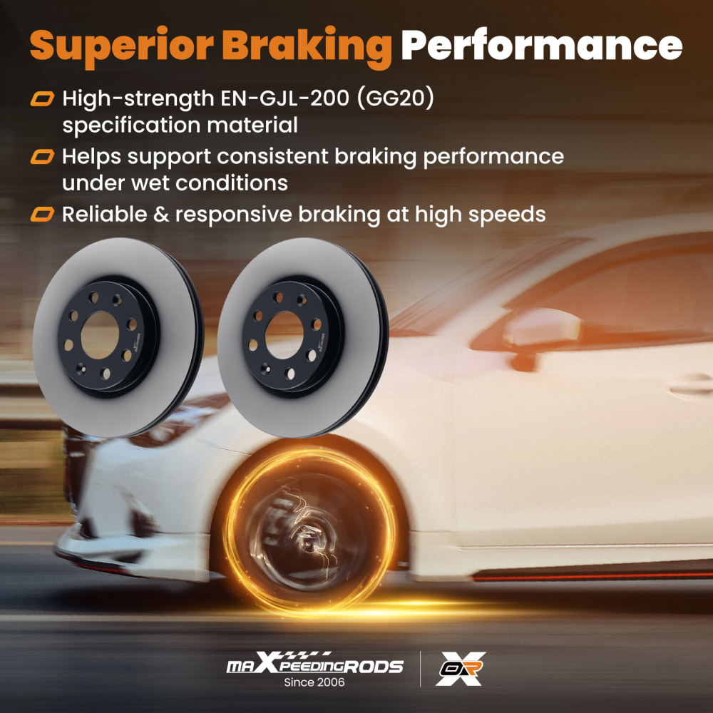 Pair Front Brake Discs LeftRight compatible for Fiat Punto 09-2023 compatible for Opel Corsa D 569024