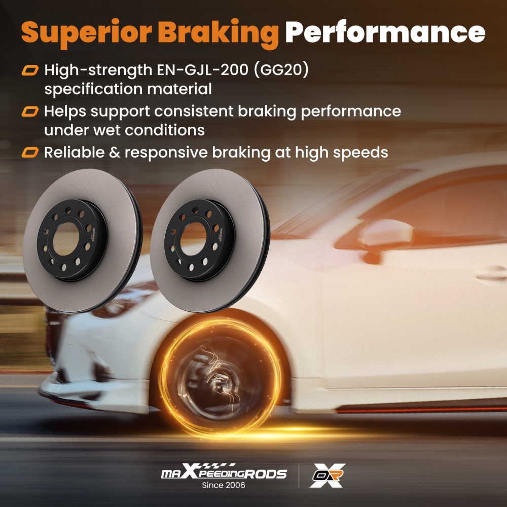 2x Brake Discs Pair Vented Front 288mm compatible for Skoda Octavia 00-24 compatible for VW T-Roc 2017-on