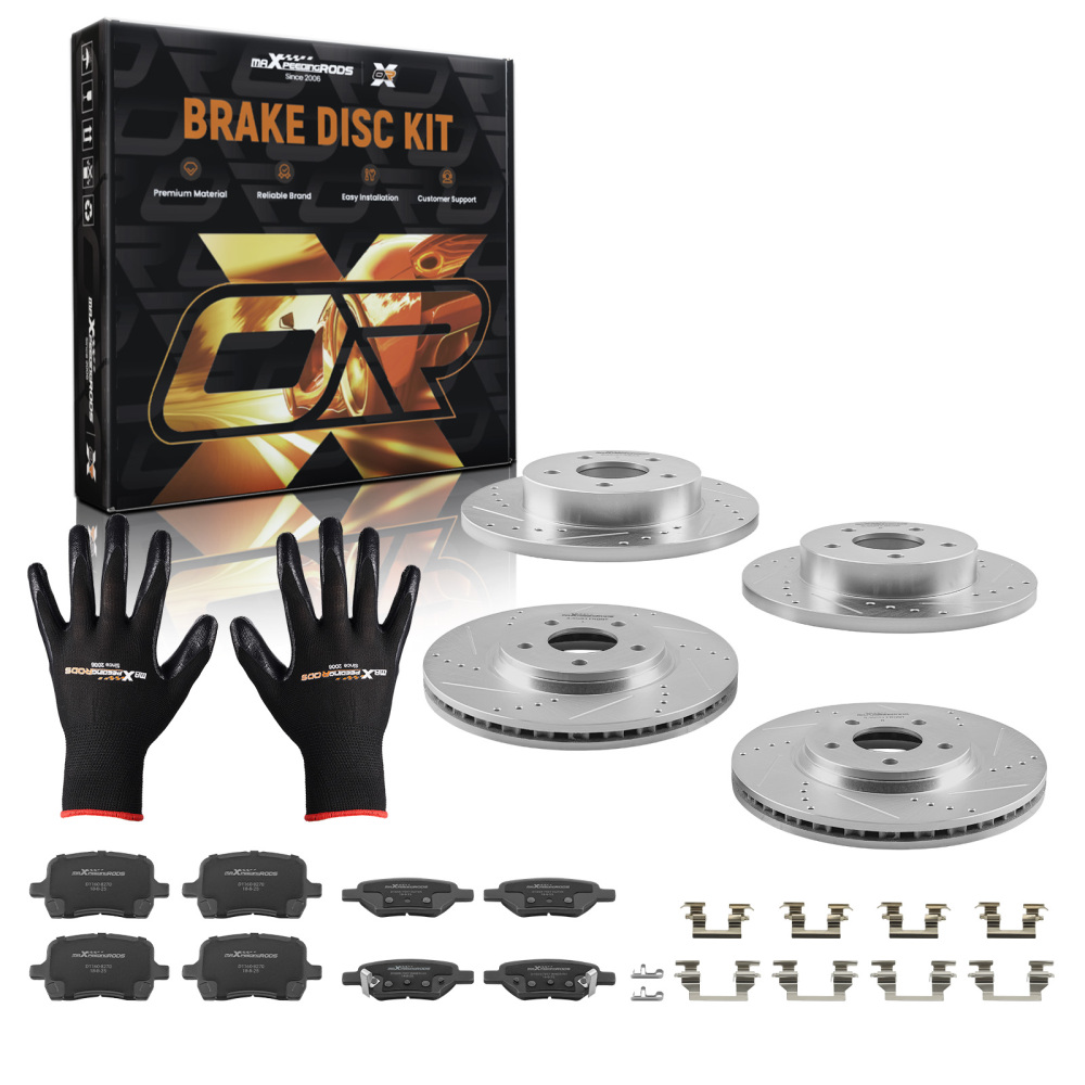 FrontRear Drilled Brake Rotors+Pads compatible for Chevrolet Malibu HHR compatible for Pontiac G5 Aura