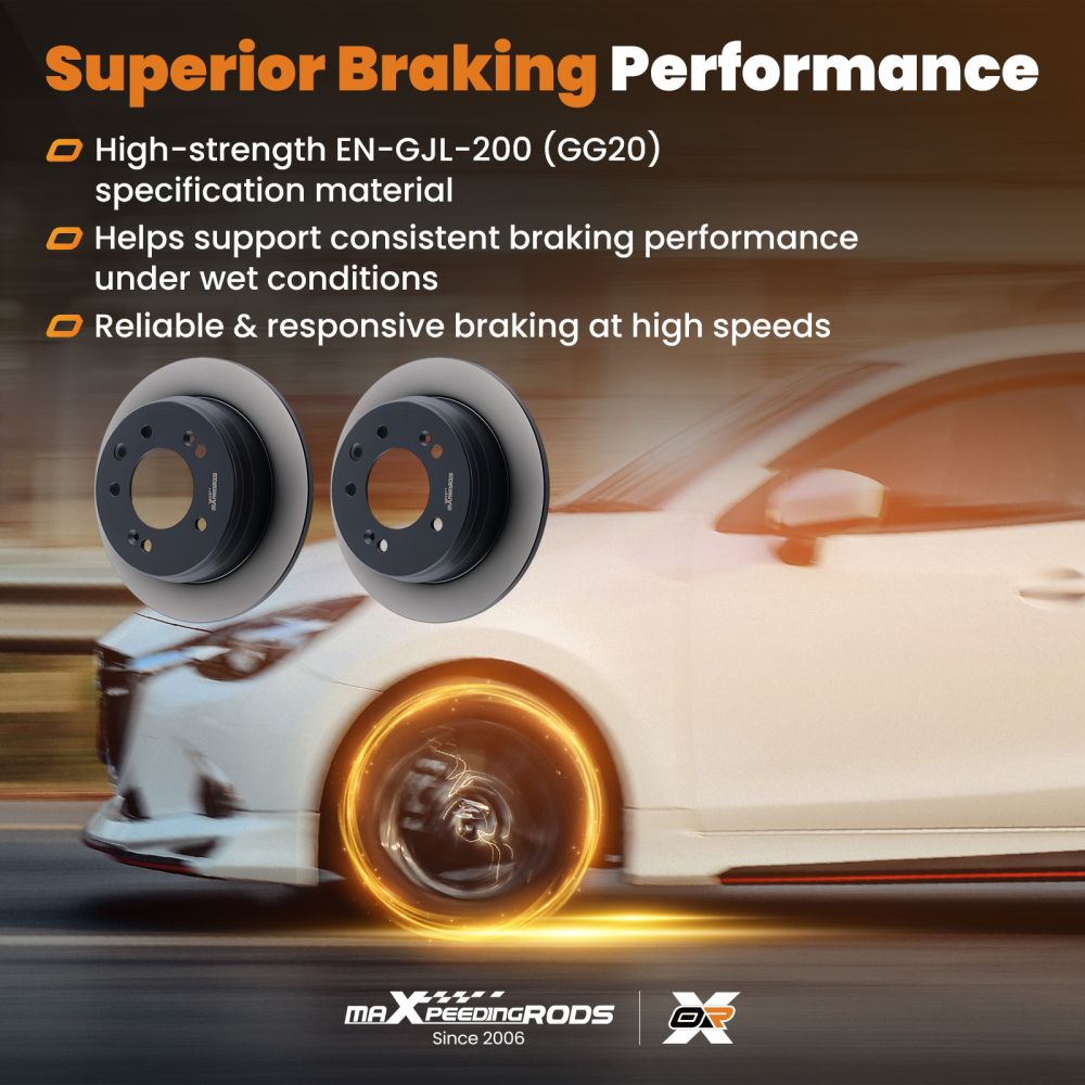 Pair Rear Brake Discs LeftRight compatible for Hyundai i30 FD 2007-2011 584111H300 10mm