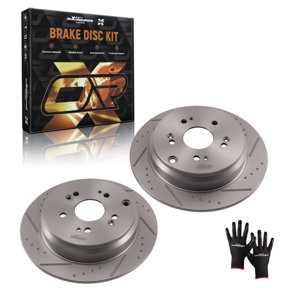 Rear DrilledSlotted Brake Rotors compatible for Acura RDX 2007-2018 compatible for Honda CR-V 2005-2016