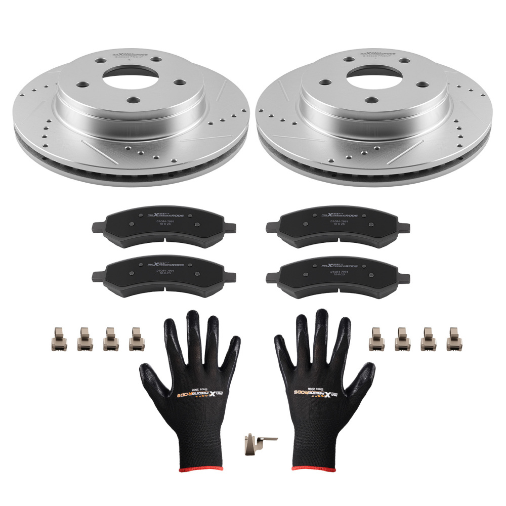 Front Brake Rotors+Ceramic Brake Pads Kit compatible for Dodge Ram 1500 2006-2010 S-53005