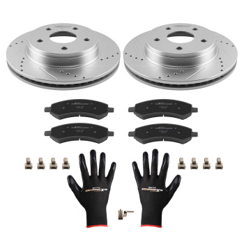 Front Brake Rotors+Ceramic Brake Pads Kit compatible for Dodge Ram 1500 2006-2010 S-53005