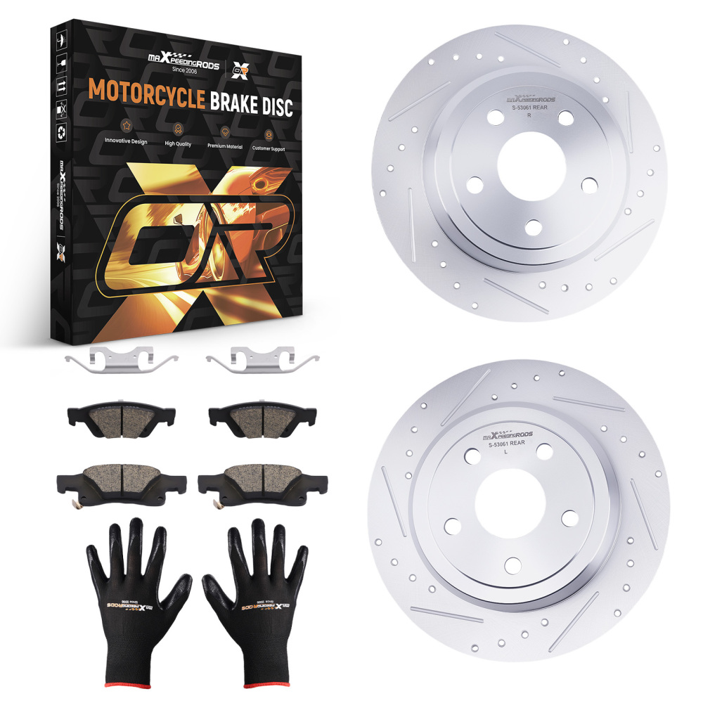 Rear Brake Rotors+Ceramic Brake Pads Kit compatible for Dodge Durango 2011-2020 S-53061