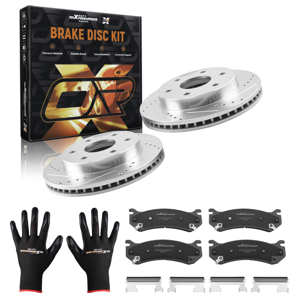 Front Drilled Rotors Brakes Pads compatible for Silverado Sierra Savana Yukon XL 1500 compatible for Tahoe