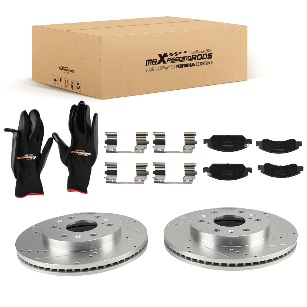 Front Drilled Rotors Brake Pads compatible for Chevy GMC Silverado Sierra 1500 XTS compatible for Yukon