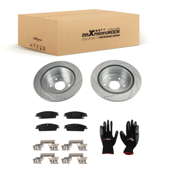 Rear Drilled Brake Rotors+Pads compatible for Chevy Silverado GMC Sierra 1500 compatible for Escalade
