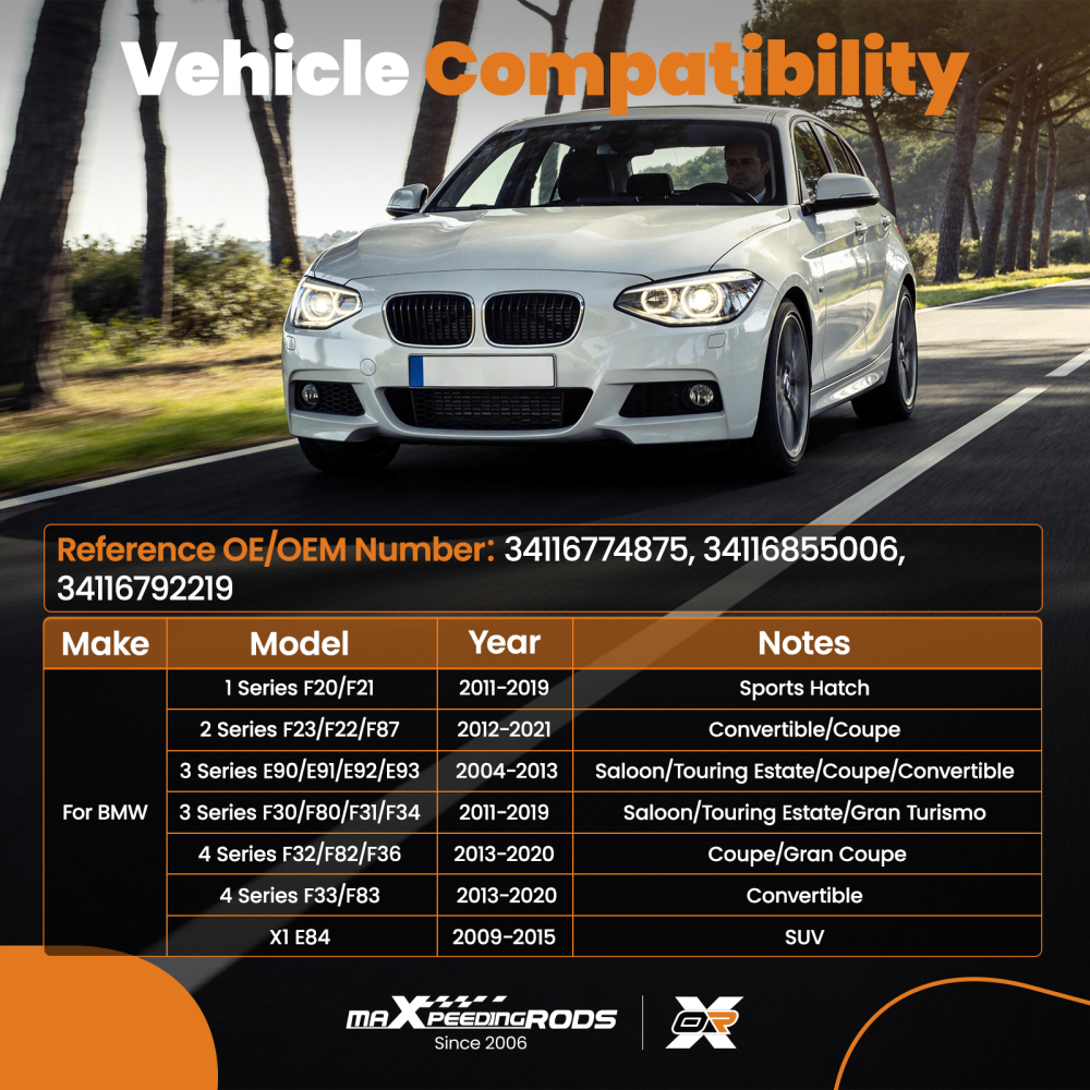Pair Front Brake Discs Left Right compatible for BMW 3 4 Series F30 F31 F34 F36 34116774875
