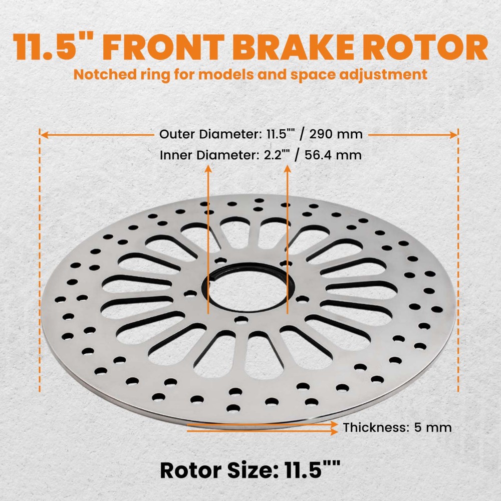 Polished Front 11.5 Disc Drilled Brake Rotor Fit for 2000-2005 SS Pair