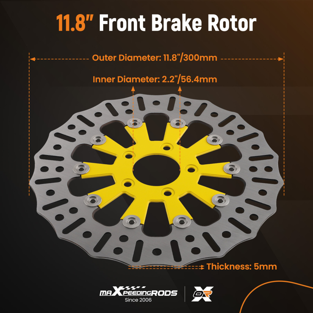11.8 Floating Front Brake Rotor Disc compatible for Harley-Davidson Touring Softail Dyna