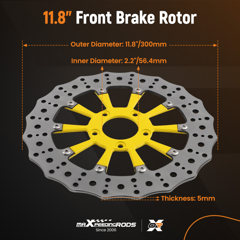 Floating 11.8in Front Brake Rotors compatible for Harley-Davidson Trike 09-19 Softail 15-24
