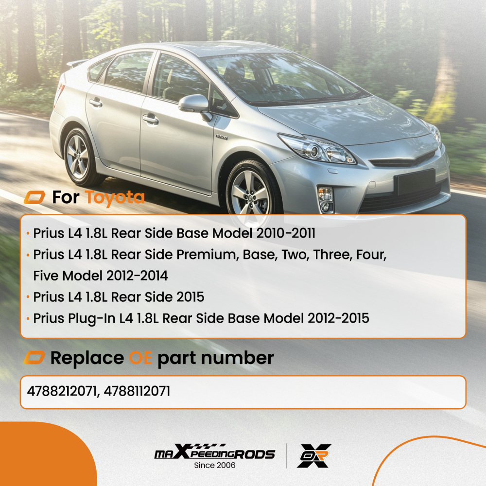 Pair Rear LHRH Brake Dust Shields compatible for Toyota Prius 2010-2015 L4 1.8L