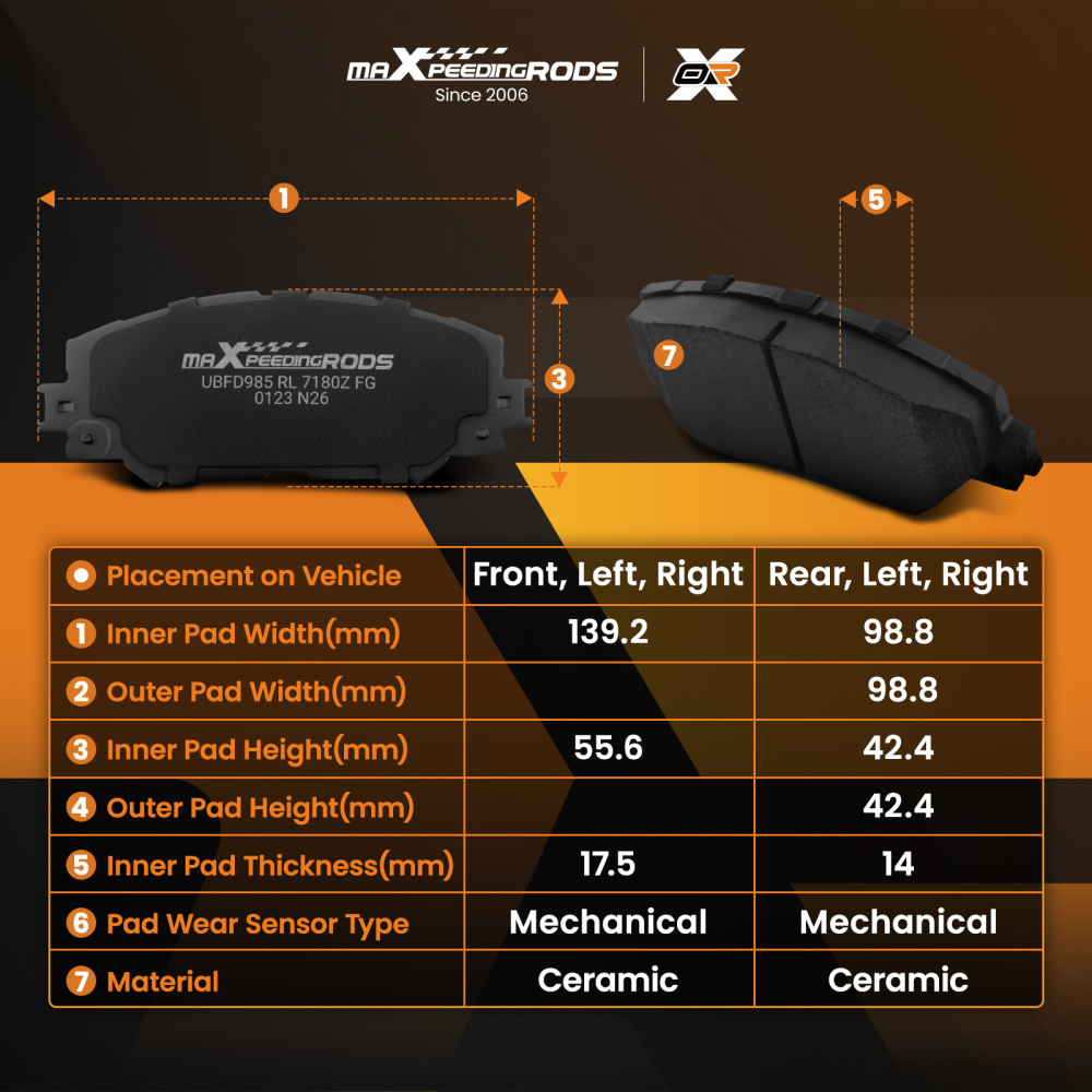 Front Rear Ceramic Brake Pads Set compatible for Pontiac Vibe 2009-2010/Compatible for Scion xB 2008-2015