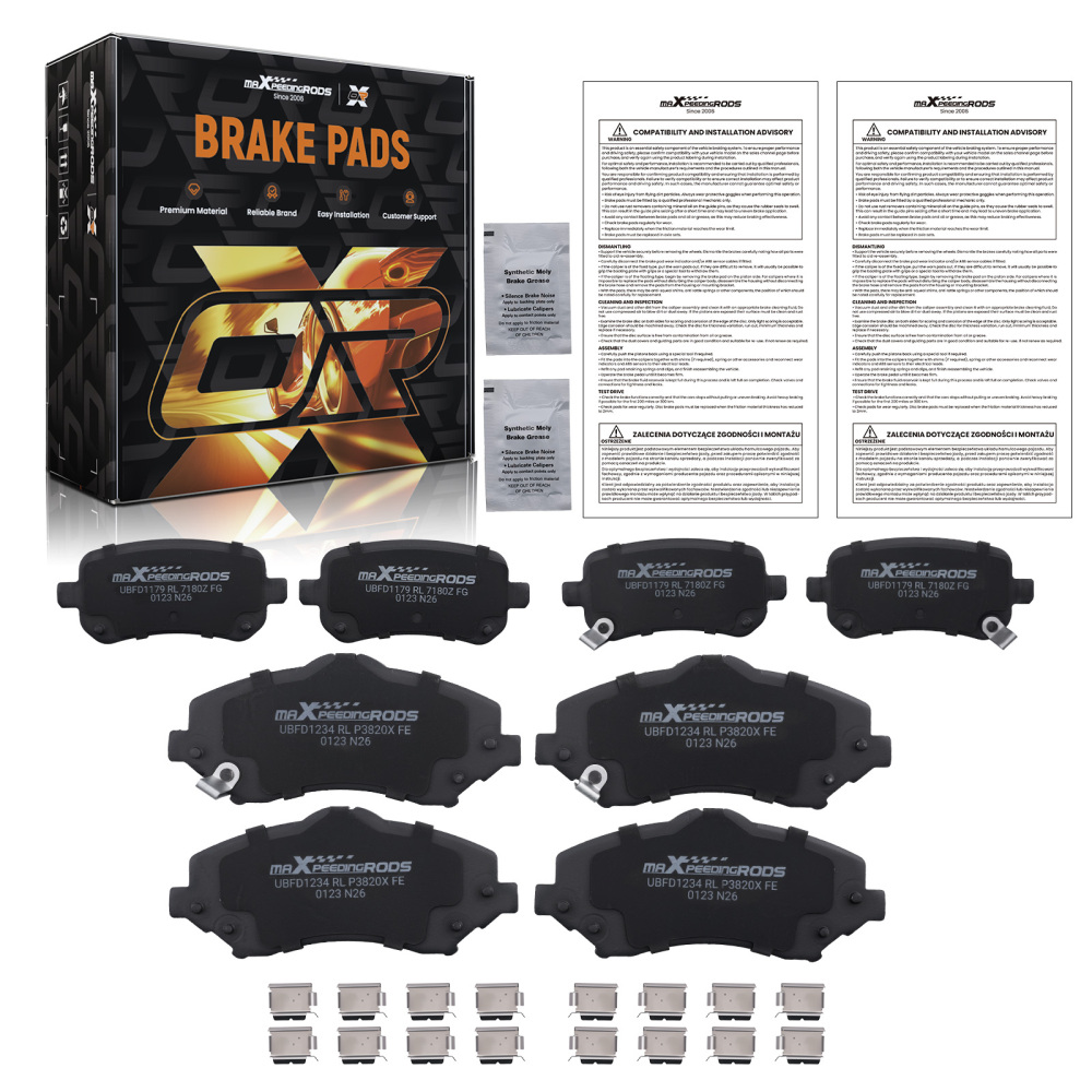 Front Rear Brake Pads Set compatible for Dodge Grand Caravan/Compatible for Chrysler TownCountry 2008-12