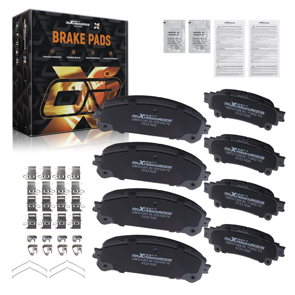 FrontRear Ceramic Brake Pads Kit compatible for Lexus RX350 RX450h 2010-2015 w/Hardwares
