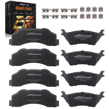 Front Rear Brake Pads Set compatible for Ford F-150 2012 2013-2020 P1414 P1602 w/Hardwares