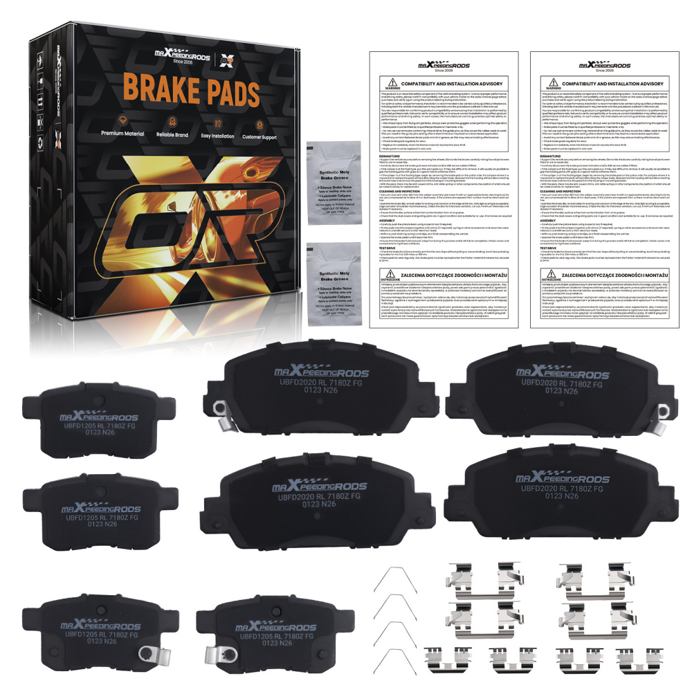 Front and Rear Ceramic Brake Pads compatible for Honda Accord 2013-2017 EX EX-L D1451 D1654