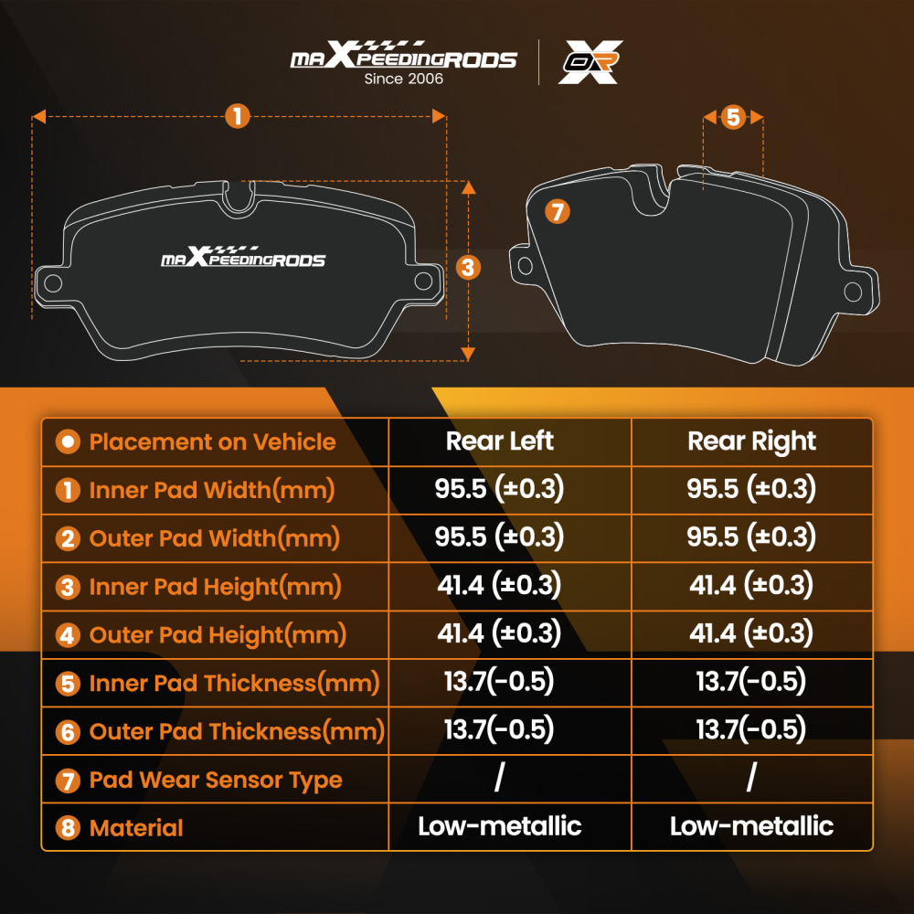 4pcs Rear Brake Pads compatible for Mercedes-Benz A-Klasse 2004-2012 /B-Klasse 2005-2011