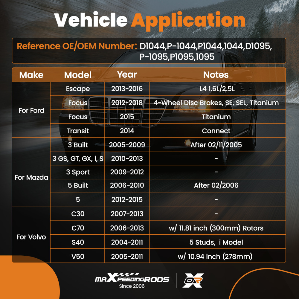 Front Rear Ceramic Brake Pads Set compatible for Ford Escape/Focus/Transit Connect 2012-18