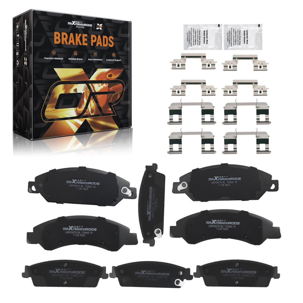 Frontrear Ceramic Brake Pads Kit compatible for Cadillac Escalade/GMC Yukon Sierra 1500