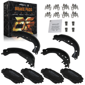 Front Rear Ceramic Brake Pads and Drum Shoes Kit compatible for Toyota Yaris 2006-2014 1184