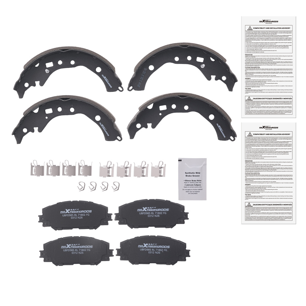 Front Disc Brake PadsRear Brake Shoes compatible for Scion xD 2008-14 compatible for Toyota Corolla 09-19