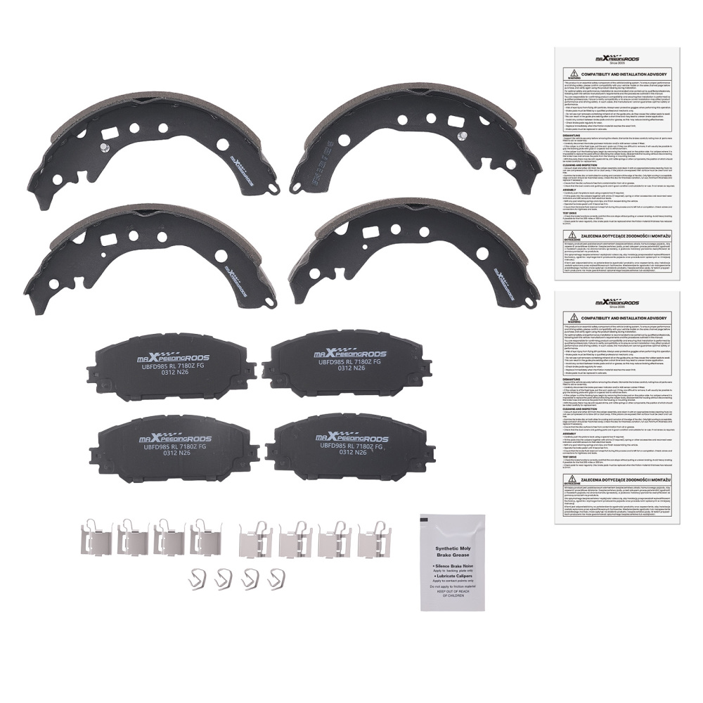 Front Disc Brake PadsRear Brake Shoes compatible for Scion xD 2008-14 compatible for Toyota Corolla 09-19