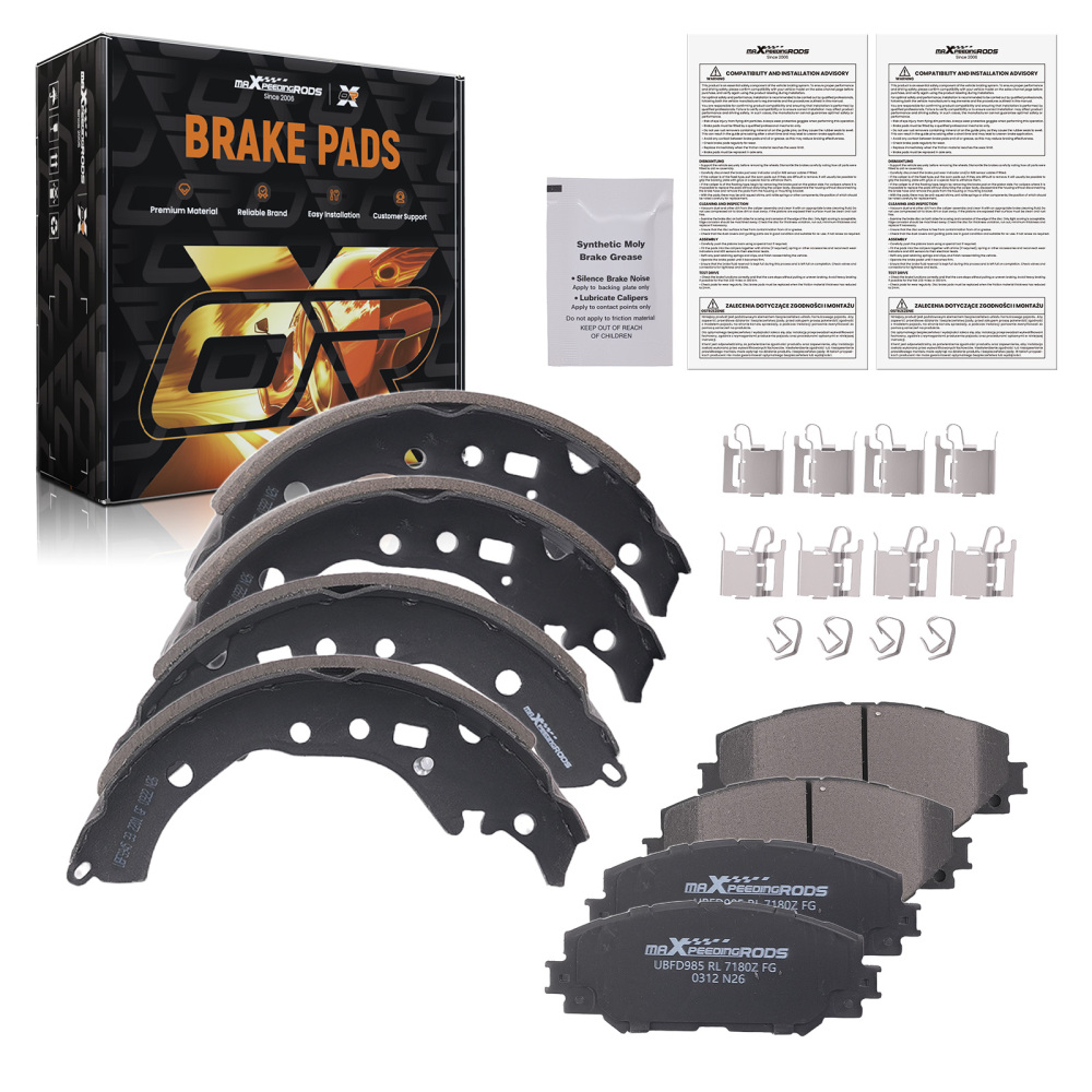 Front Disc Brake PadsRear Brake Shoes compatible for Scion xD 2008-14 compatible for Toyota Corolla 09-19