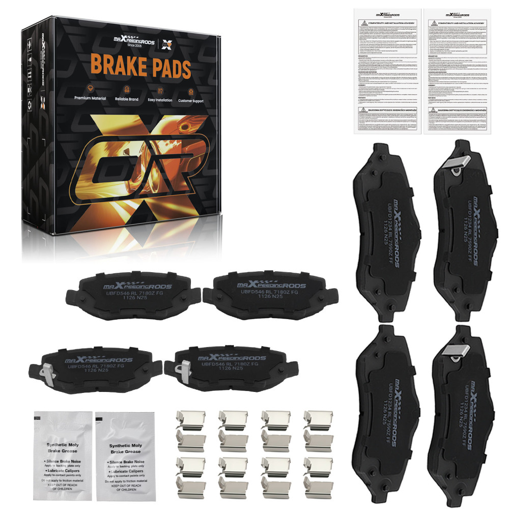 8Pcs Front Rear Brake Pads compatible for Dodge Nitro 2007-2012 compatible for Jeep Wrangler 2007-2017