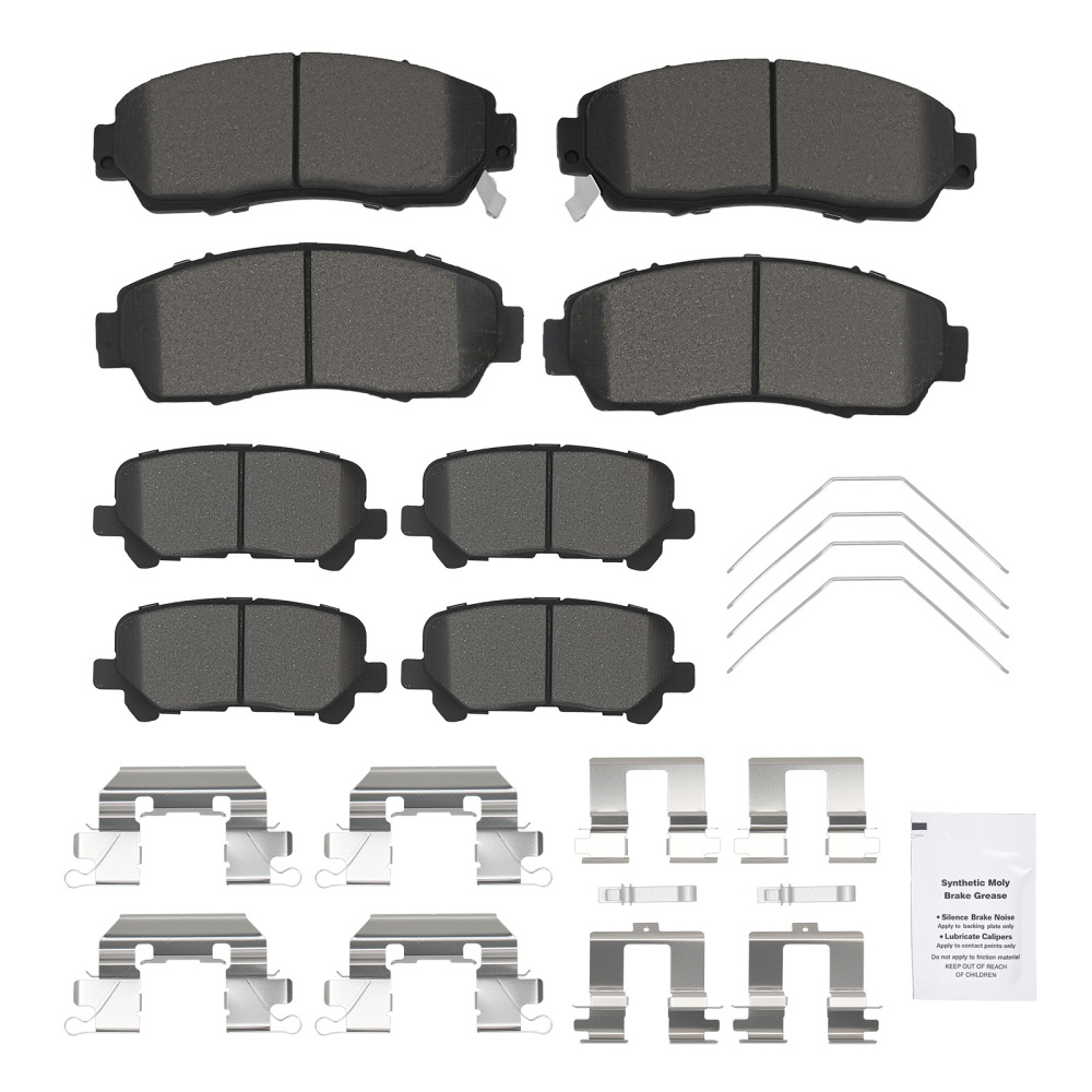Front Rear LR Disc Brake Pads Kit compatible for Honda Odyssey 2011-2017 w/ Pad Shims