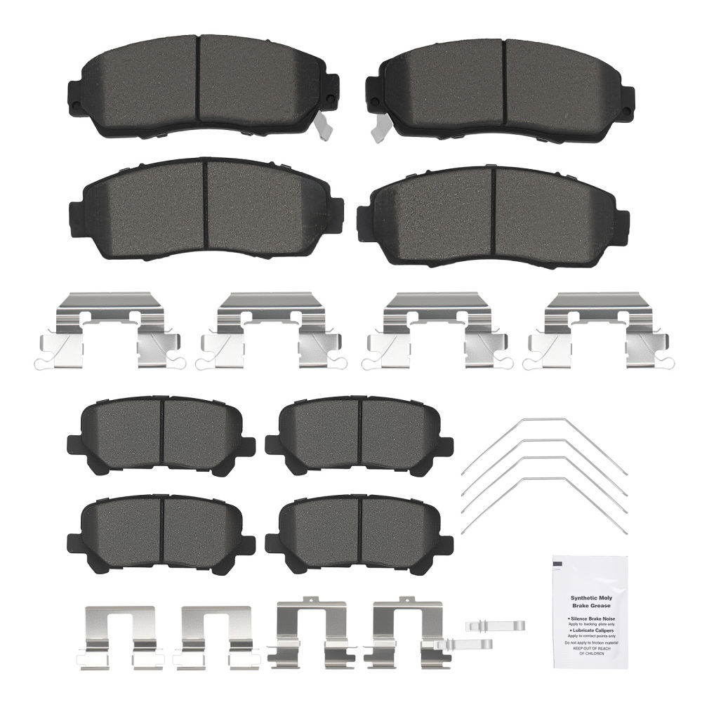 Front Rear LR Disc Brake Pads Kit compatible for Honda Odyssey 2011-2017 w/ Pad Shims