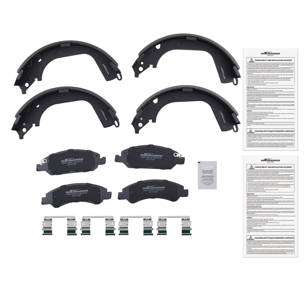 Front Brakes Pads Rear Shoes compatible for GMC Sierra/Chevrolet Silverado 1500 2008-2013