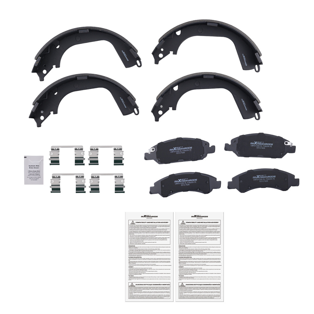 Front Brakes Pads Rear Shoes compatible for GMC Sierra/Chevrolet Silverado 1500 2008-2013
