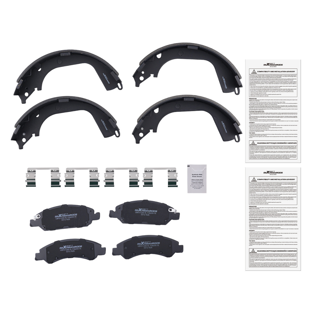 Front Brakes Pads Rear Shoes compatible for GMC Sierra/Chevrolet Silverado 1500 2008-2013