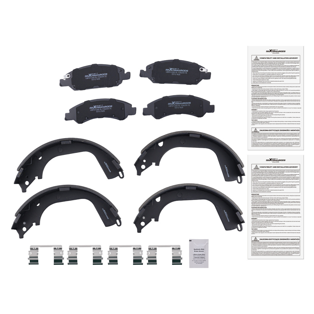 Front Brakes Pads Rear Shoes compatible for GMC Sierra/Chevrolet Silverado 1500 2008-2013