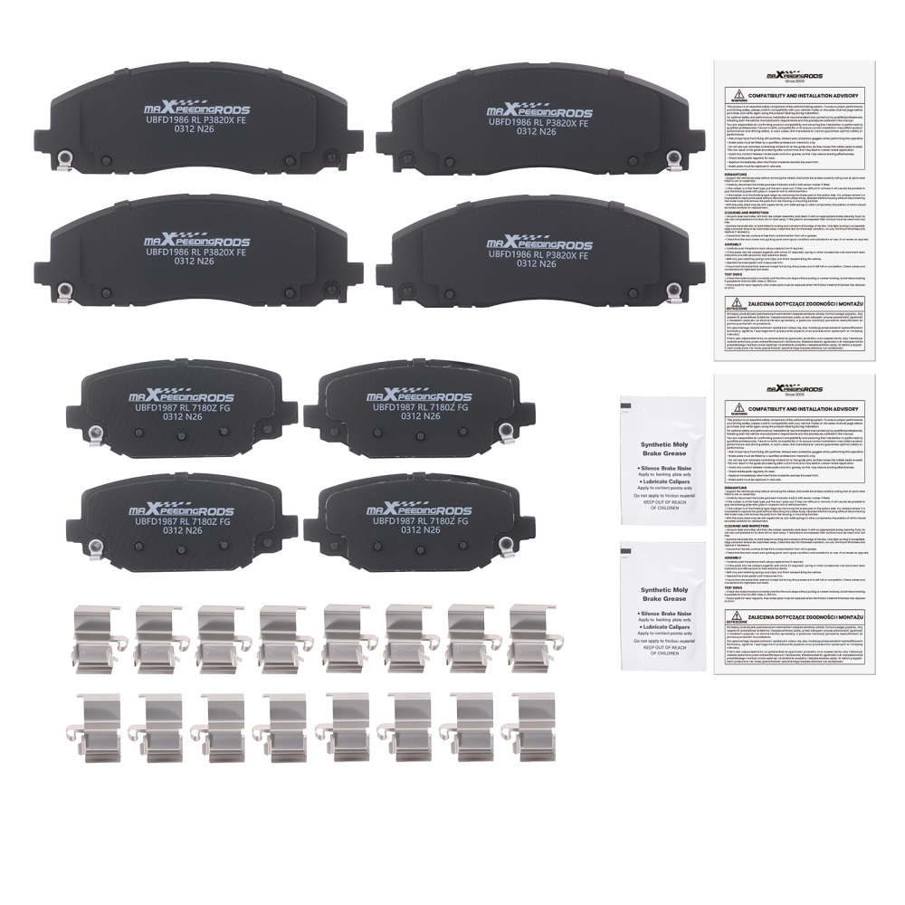 Front Rear Disc Brake Pads Set compatible for Chrysler TownCountry 12-16 compatible for Ram C/V 2012-15