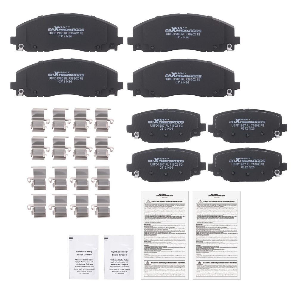 Front Rear Disc Brake Pads Set compatible for Chrysler TownCountry 12-16 compatible for Ram C/V 2012-15