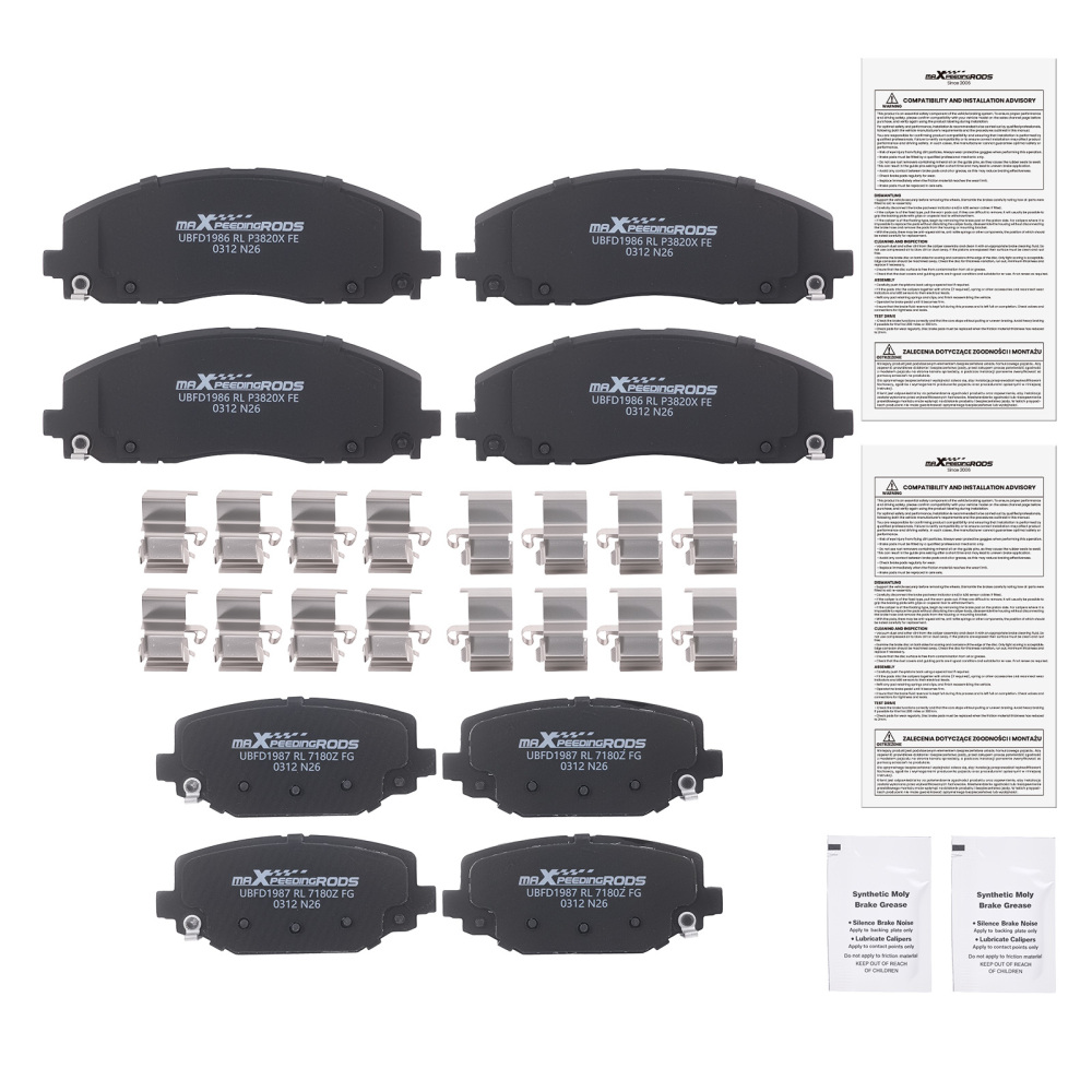 Front Rear Disc Brake Pads Set compatible for Chrysler TownCountry 12-16 compatible for Ram C/V 2012-15