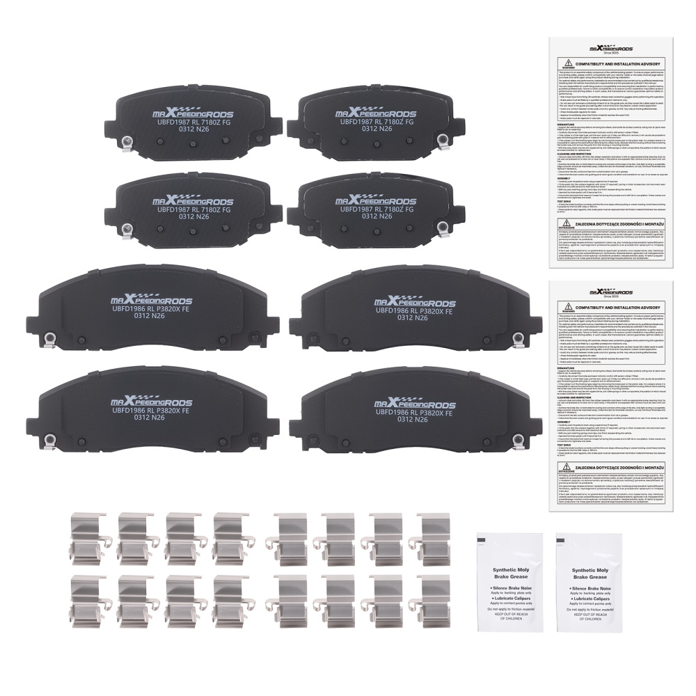 Front Rear Disc Brake Pads Set compatible for Chrysler TownCountry 12-16 compatible for Ram C/V 2012-15